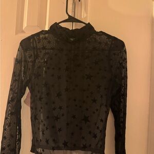 Wild Fable Black Sheer Star Top